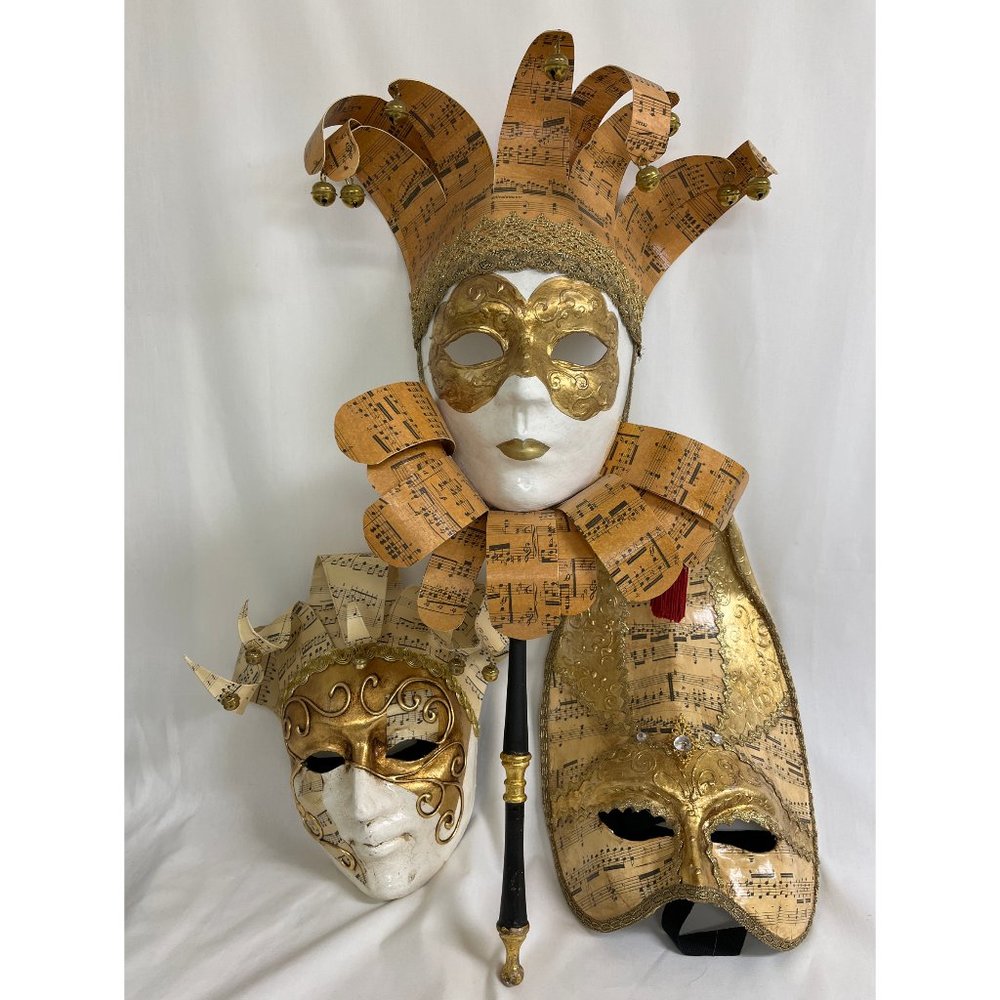 Trio of Authentic Venetian Masks Mask (from Italy) Includes all 3 Music - Picture 1 of 5